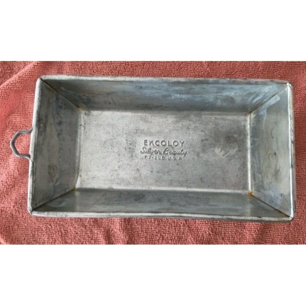Two Ekcoloy Silver Beauty Loaf Pan Rectangular Metal T7 1lb Easy Clean Silver